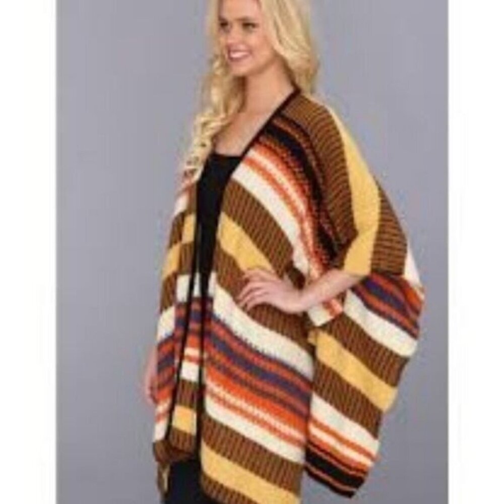 RVCA Nature X Industry Aztec Western Boho Festival 70s Hippie Gypsy Cape OS